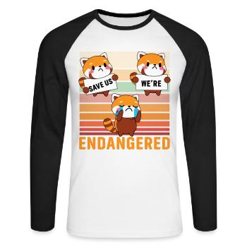Save us we're Endangered - Unisex Baseballshirt langarm - Weiß/Schwarz - Vorne - Nik (191cm)