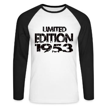 Édition limitée 1953 - T-shirt baseball manches longues Homme - blanc/noir - Devant - Nik (191cm)