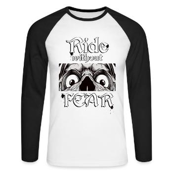 Ride without Fear! - Unisex Long Sleeve Baseball T-Shirt - white/black - Front - Nik (191cm)