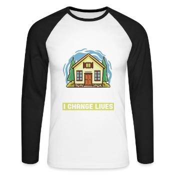 Je ne vends pas de maisons pour les agents immobiliers - T-shirt baseball manches longues Homme - blanc/noir - Devant - Nik (191cm)