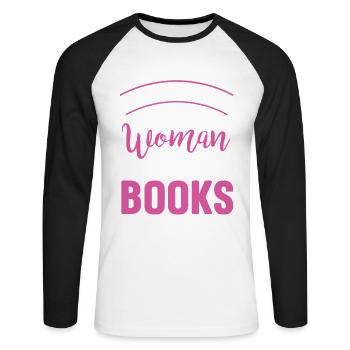 Simple woman lives with her books for - Unisex Long Sleeve Baseball T-Shirt - white/black - Front - Nik (191cm)