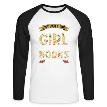 Girls, the books for book lovers really - Unisex Long Sleeve Baseball T-Shirt - white/black - Front - Nik (191cm)