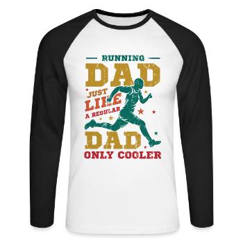 Courir papa, tout comme un papa ordinaire, seulement plus cool - T-shirt baseball manches longues Homme - blanc/noir - Devant - Nik (191cm)
