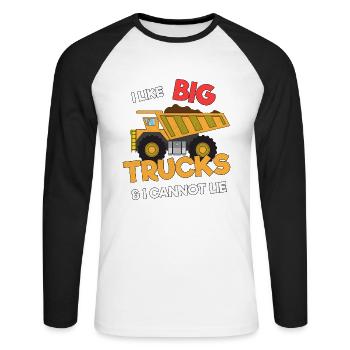 Excavatrice Chantier de construction Ouvrier de la construction Construction Mensonge I Cadeau - T-shirt baseball manches longues Homme - blanc/noir - Devant - Nik (191cm)