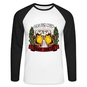 Das ist mein sauf Bier - Unisex Baseballshirt langarm - Weiß/Schwarz - Vorne - Nik (191cm)