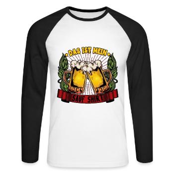 Das ist mein sauf Bier - Unisex Baseballshirt langarm - Weiß/Schwarz - Vorne - Nik (191cm)