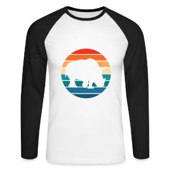 Rhino Rhino Animal Motif - Unisex Long Sleeve Baseball T-Shirt - white/black - Front - Nik (191cm)