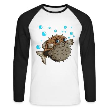 Le poisson-globe fait des amateurs de bulles des poissons créatures marines - T-shirt baseball manches longues Homme - blanc/noir - Devant - Nik (191cm)
