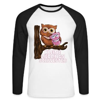 Hibou Naissance Bébé Petite Sœur Préférée - T-shirt baseball manches longues Homme - blanc/noir - Devant - Nik (191cm)