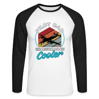Airplane Pilot Flying Father Cooler I Gift - Unisex Long Sleeve Baseball T-Shirt - white/black - Front - Nik (191cm)