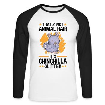 This is Chinchilla Glitter Woolly Mouse Rodent - Unisex Long Sleeve Baseball T-Shirt - white/black - Front - Nik (191cm)