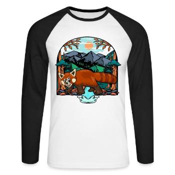Roter Panda - Unisex Baseballshirt langarm - Weiß/Schwarz - Vorne - Nik (191cm)