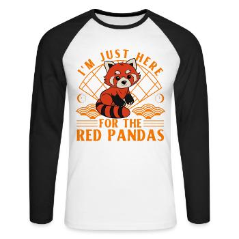 I'm just here for the Red Pandas - Unisex Baseballshirt langarm - Weiß/Schwarz - Vorne - Nik (191cm)