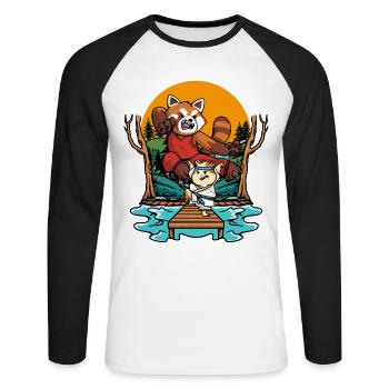 Roter Panda - Unisex Baseballshirt langarm - Weiß/Schwarz - Vorne - Nik (191cm)