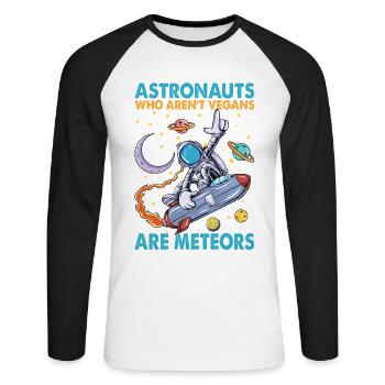 Astronauts Who Aren't Vegans Are Meteors - Jokes - Unisex Long Sleeve Baseball T-Shirt - white/black - Front - Nik (191cm)