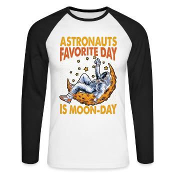 Astronauts' Favorite Day Is Moon-day - Funny Jokes - Unisex Long Sleeve Baseball T-Shirt - white/black - Front - Nik (191cm)