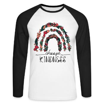 Choose Kindness Be Kind - Unisex Long Sleeve Baseball T-Shirt - white/black - Front - Nik (191cm)