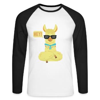 Cool Alpaca Pako Lama Huacaya Alpakazüchter Alpaka - Unisex Baseballshirt langarm - Weiß/Schwarz - Vorne - Nik (191cm)