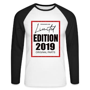 Édition limitée 2019 - T-shirt baseball manches longues Homme - blanc/noir - Devant - Nik (191cm)