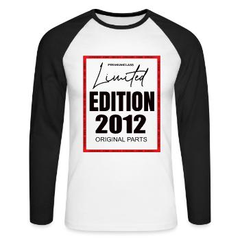 Limited Edition 2012 - Unisex Baseballshirt langarm - Weiß/Schwarz - Vorne - Nik (191cm)