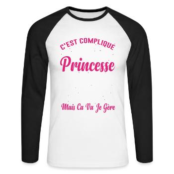 Princesse 99 Ans Idée Cadeau Anniversaire Amour - T-shirt baseball manches longues Homme - blanc/noir - Devant - Nik (191cm)