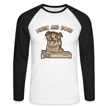 Music and Dogs Dog Daddy Dog Mom Dogfather Dog - Unisex Long Sleeve Baseball T-Shirt - white/black - Front - Nik (191cm)