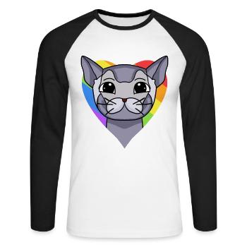 CHAT LGBT British Shorthair Rainbow - T-shirt baseball manches longues Homme - blanc/noir - Devant - Nik (191cm)