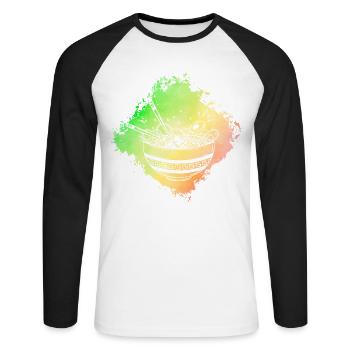 Ramen Retro - Unisex Long Sleeve Baseball T-Shirt - white/black - Front - Nik (191cm)