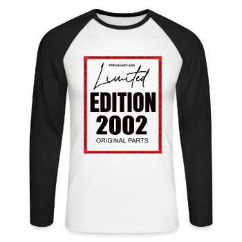 Édition limitée 2002 - T-shirt baseball manches longues Homme - blanc/noir - Devant - Nik (191cm)