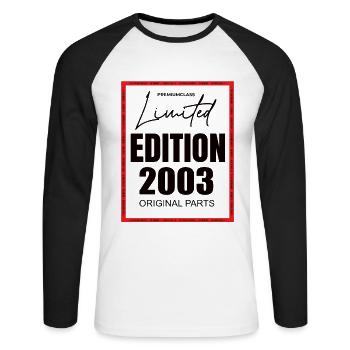 Édition limitée 2003 - T-shirt baseball manches longues Homme - blanc/noir - Devant - Nik (191cm)
