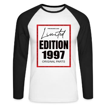 Édition limitée 1997 - T-shirt baseball manches longues Homme - blanc/noir - Devant - Nik (191cm)
