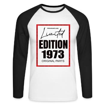Édition limitée 1973 - T-shirt baseball manches longues Homme - blanc/noir - Devant - Nik (191cm)