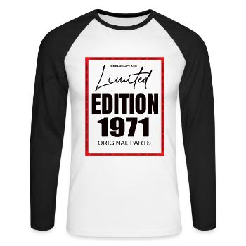 Édition limitée 1971 - T-shirt baseball manches longues Homme - blanc/noir - Devant - Nik (191cm)