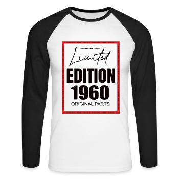 Édition limitée 1960 - T-shirt baseball manches longues Homme - blanc/noir - Devant - Nik (191cm)
