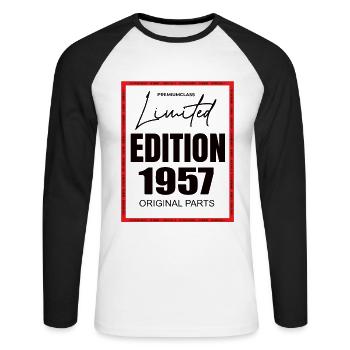 Édition limitée 1957 - T-shirt baseball manches longues Homme - blanc/noir - Devant - Nik (191cm)
