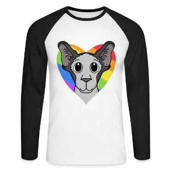 LGBT Cat Oriental Shorthair Rainbow - Unisex Long Sleeve Baseball T-Shirt - white/black - Front - Nik (191cm)