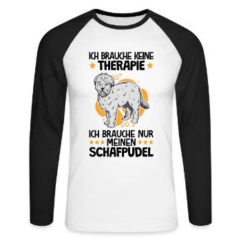 Ich brauche nur meinen Schafpudel Hütepudel - Unisex Baseballshirt langarm - Weiß/Schwarz - Vorne - Nik (191cm)