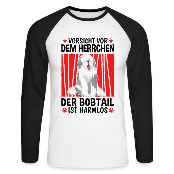 Bobtail Herrchen altenglischer Schäferhund - Unisex Baseballshirt langarm - Weiß/Schwarz - Vorne - Nik (191cm)