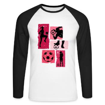 Joueuse de football féminin - T-shirt baseball manches longues Homme - blanc/noir - Devant - Nik (191cm)