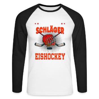 Eishockey - Unisex Baseballshirt langarm - Weiß/Schwarz - Vorne - Nik (191cm)