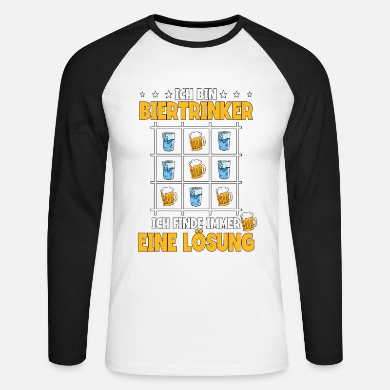Ich bin Biertrinker Bier - Unisex Baseballshirt langarm - Weiß/Schwarz