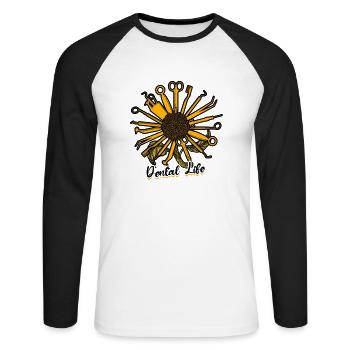Dental Life - teeth - Unisex Long Sleeve Baseball T-Shirt - white/black - Front - Nik (191cm)