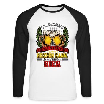 Da mir keiner das Wasser reichen kann Bier - Unisex Baseballshirt langarm - Weiß/Schwarz - Vorne - Nik (191cm)