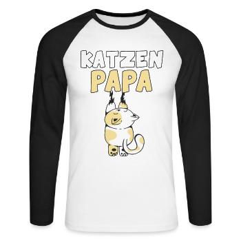 Katzen Papa Tiermotiv Katze - Unisex Baseballshirt langarm - Weiß/Schwarz - Vorne - Nik (191cm)
