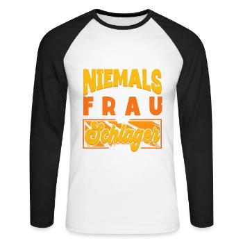 Schlagerparty Frauen Schlager - Unisex Baseballshirt langarm - Weiß/Schwarz - Vorne - Nik (191cm)