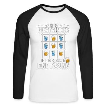 Ich bin Biertrinker Bier - Unisex Baseballshirt langarm - Weiß/Schwarz - Vorne - Nik (191cm)