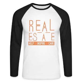 L’espoir immobilier inspire les soins du courtier - T-shirt baseball manches longues Homme - blanc/noir - Devant - Nik (191cm)