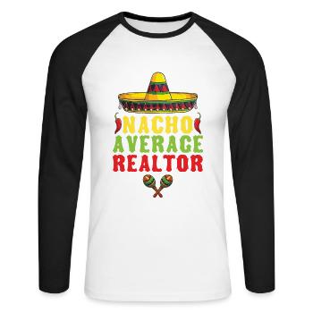 Nacho Courtier Moyen Pour - T-shirt baseball manches longues Homme - blanc/noir - Devant - Nik (191cm)