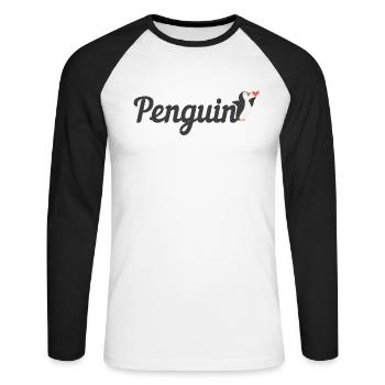 Penguin Text Königspinguin Kaiserpinguin Seevogel - Unisex Baseballshirt langarm - Weiß/Schwarz - Vorne - Nik (191cm)