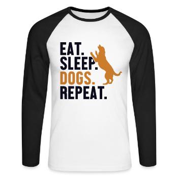 Eat Sleep Dogs Repeat Dog Mom Dogfather Dog Daddy - Unisex Long Sleeve Baseball T-Shirt - white/black - Front - Nik (191cm)